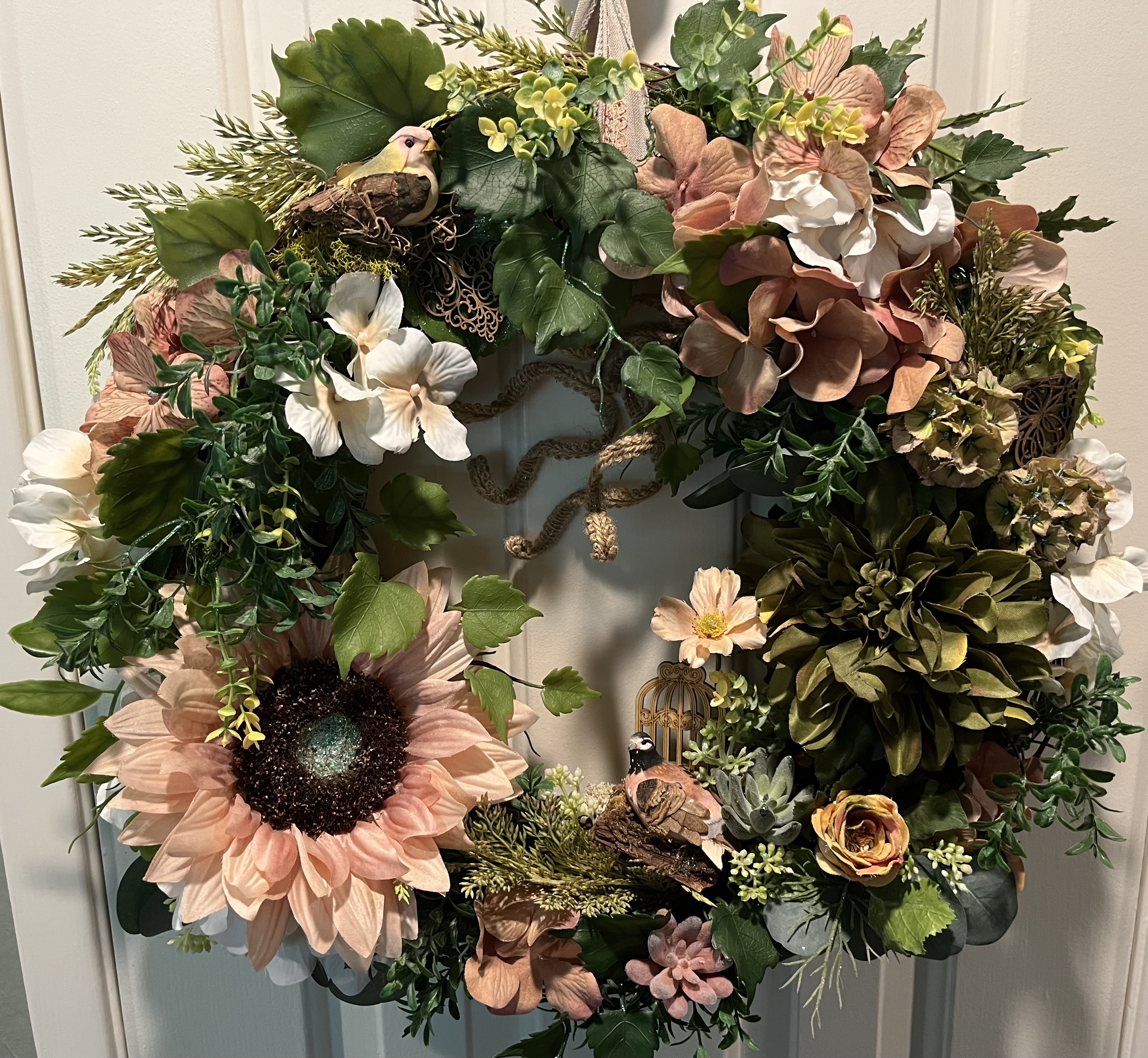 Sunflower & Neutral Floral Wreath